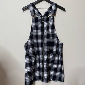 TGLA Plaid Overall Dress with Front Zipper
